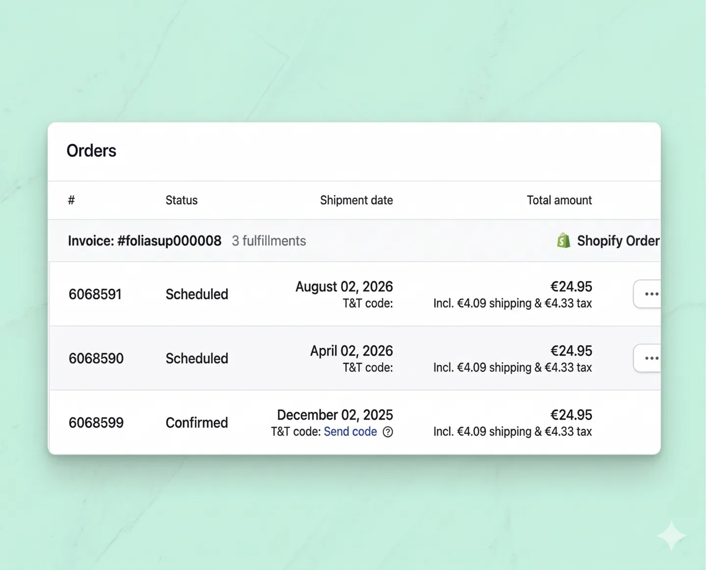 Orders and subscription fulfillment preview